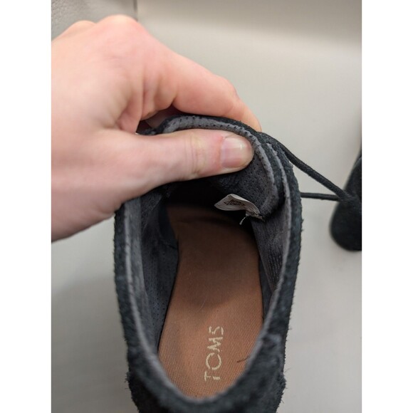Toms Boots Womens Casual Desert Wedge Ankle Bootie Black Suede Lace Up Size 6 - Picture 9 of 12